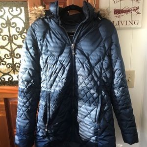 Eddie Bauer quilted down jacket with fur hood